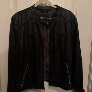 NWT Guess Black Faux Leather Moto Jacket